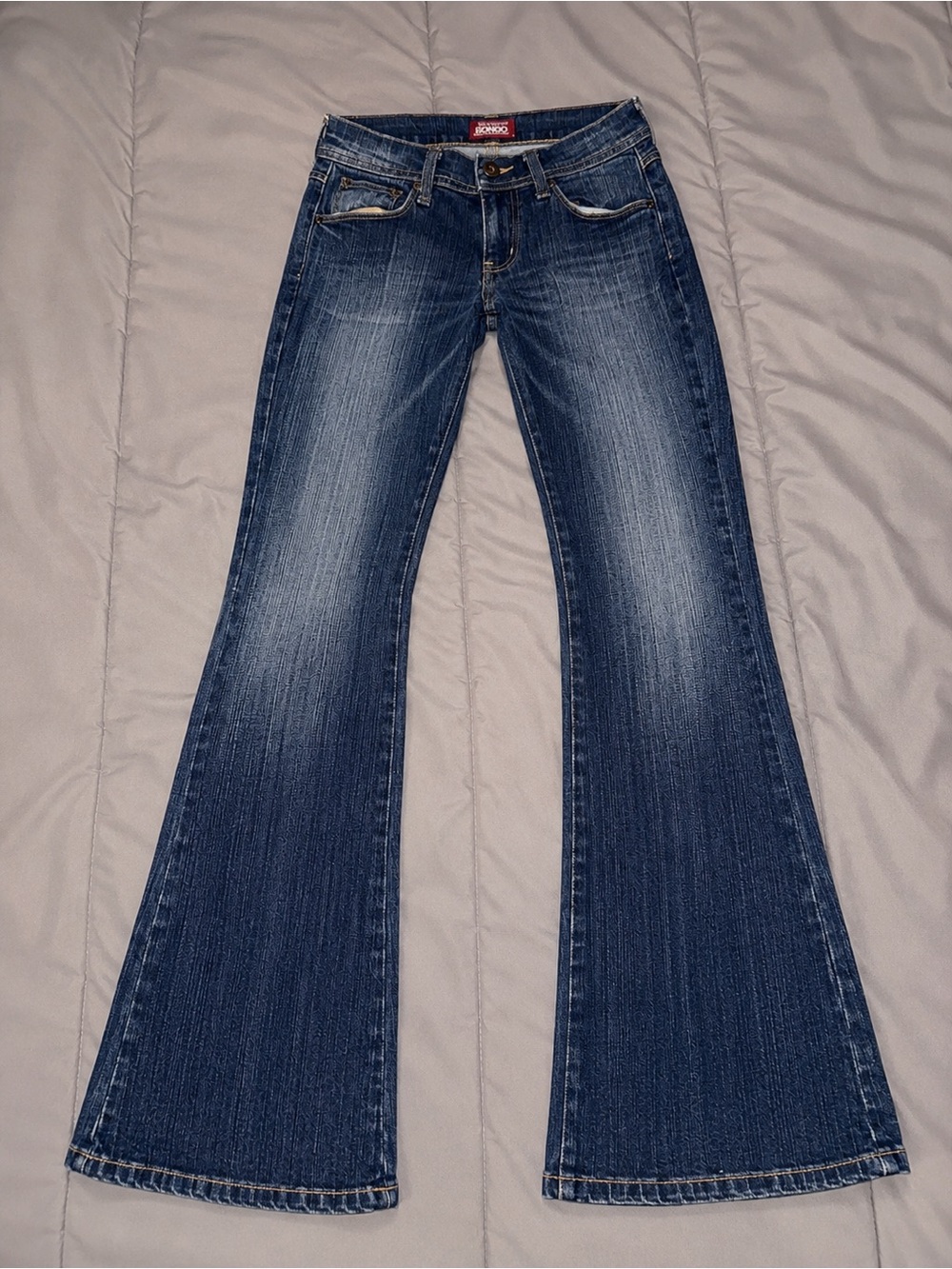 BONGO Blue Denim Jeans Flare Leg Low Rise Y2K 90s Fashion